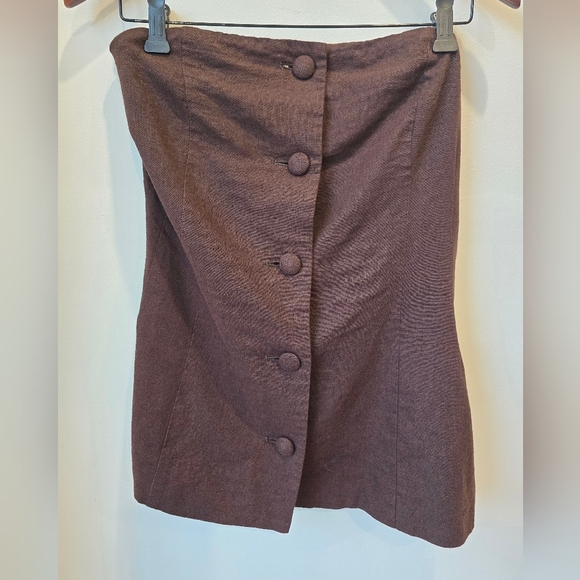 BAILEY Brown LINEN Button-Down CORSET Top Sleevless Size M L - Picture 5 of 6